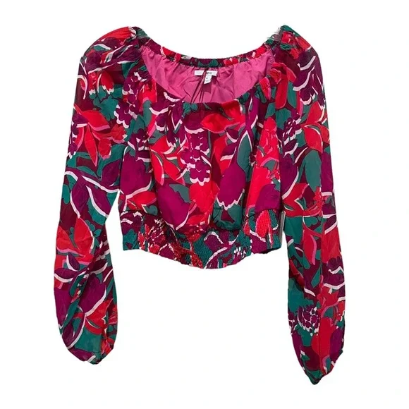 Bar III Printed Smocked-Hem Peasant Top Women’s Size Medium New - Picture 3 of 6